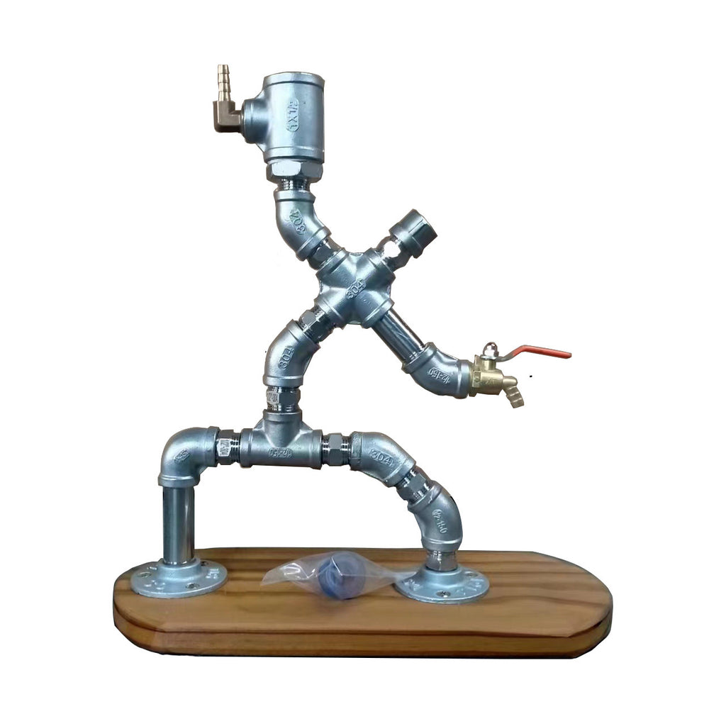 Stainless Steel Water Pipe Robot Decoration Wine Rack For Home Bar Bottle Optics Wine Upside Down Drink Dispenser Decoration Wine Rack