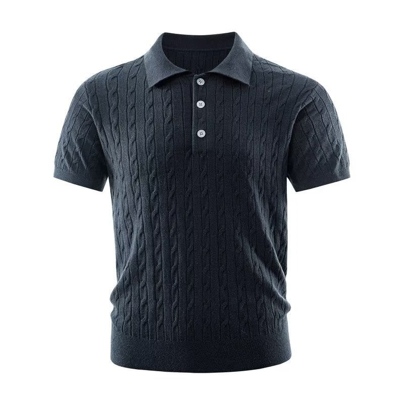 Men’s Ice Silk Collared Short-Sleeve Polo Shirt | Solid-Color Business T-Shirt | Lightweight Summer Knit