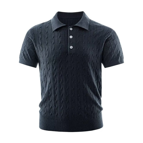 Men’s Ice Silk Collared Short-Sleeve Polo Shirt | Solid-Color Business T-Shirt | Lightweight Summer Knit