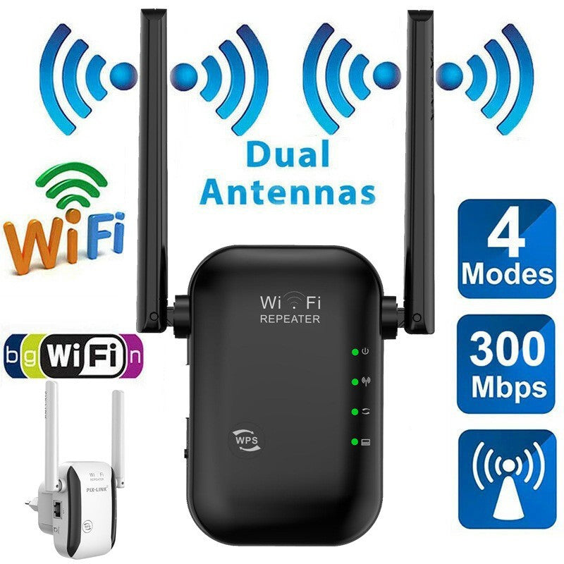 Wireless WIFI Repeater 300Mbps Wifi Extender Long Range Wifi Signal Amplifier Wi-fi Booster Access Point Wlan Repiter Dual Antenna