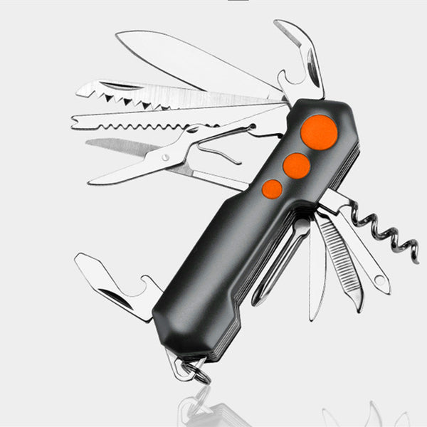 12-in-1 Multi-Functional Keychain Folding Tool Knife – Essential for Outdoor Camping EDC, Portable Stainless Steel Multi-Tool with Bottle Opener, Saw, Phillips Screwdriver and More