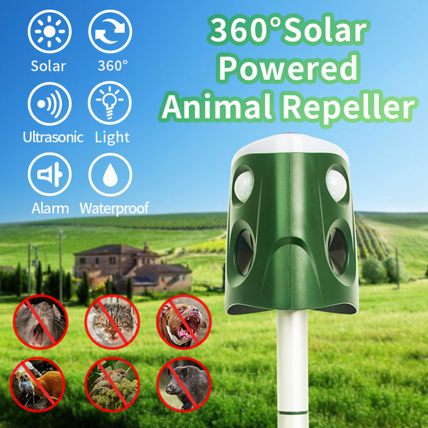 Solar 360 Degree Ultrasonic Mouse Repeller Bird Repeller Multi-functional Three Side Speaker Animal Repeller Outdoor Ultrasonic Dog Repeller