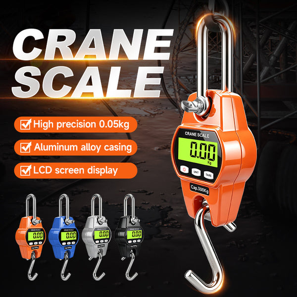 High-Precision 300KG Electronic Hook Scale | Portable Hook Scale/Overhead Crane Scale/Handheld Scale | 0.05kg High Precision | Large High-Definition LCD Screen | Aluminum Alloy Housing