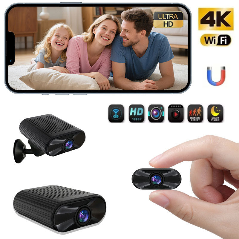 Square Magnetic Camera 4K Ultra HD Mini Smart Wifi Magnetic Camera 130° Wide-Angle Lens Night ...