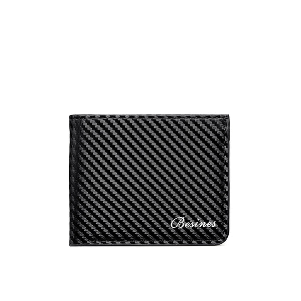 Carbon Fiber Men's Ultra-Thin Long Wallet RFID Shielded Bi-Fold Wallet
