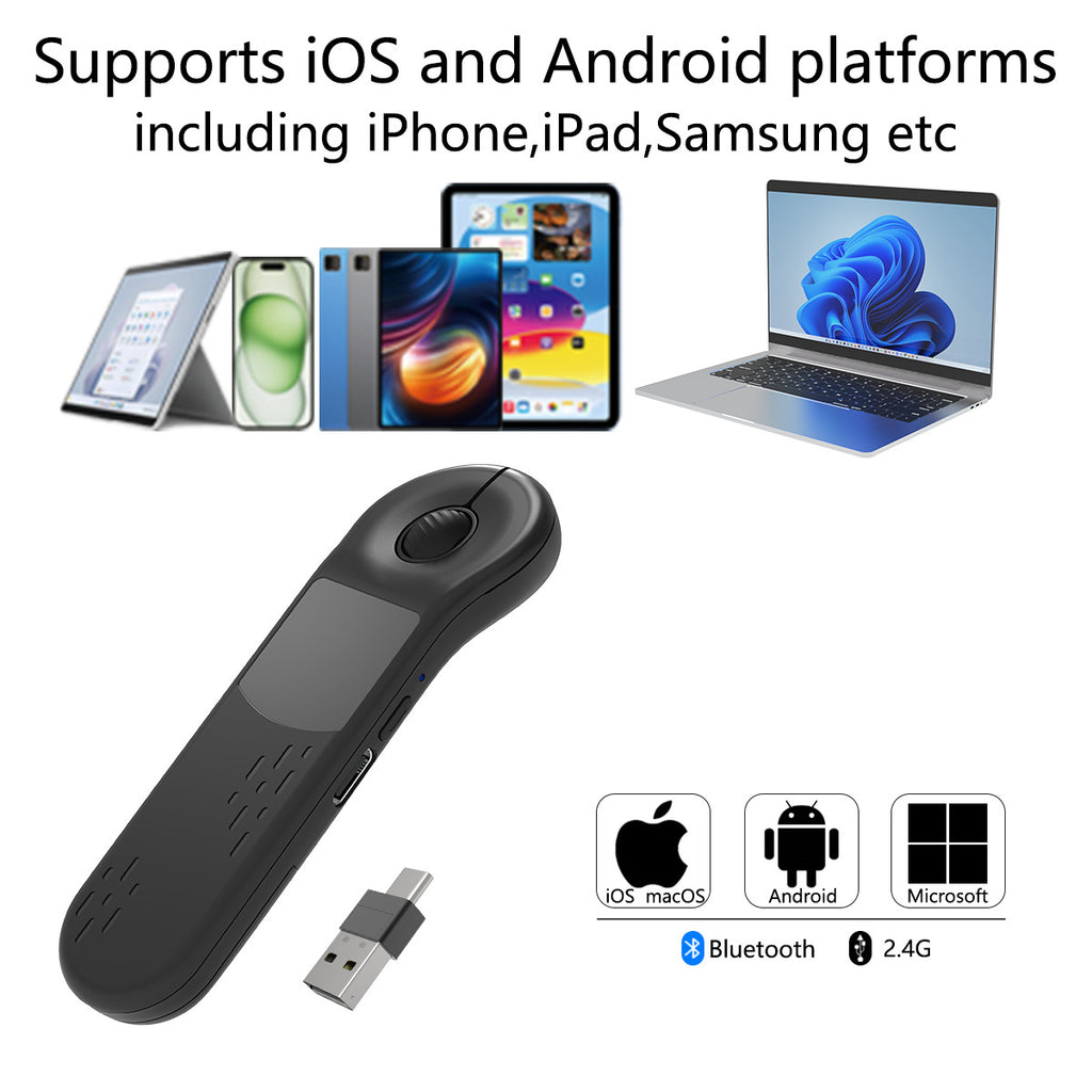 Multifunctional Air Laser Mouse Bluetooth 5.3+2.4GHz Dual-Mode Compatible with Mobile Phones/Tablets/Computers Supports TikTok/Instagram/YouTube Short Video Remote Control PPT Presentation Clicker Remote Selfie Control