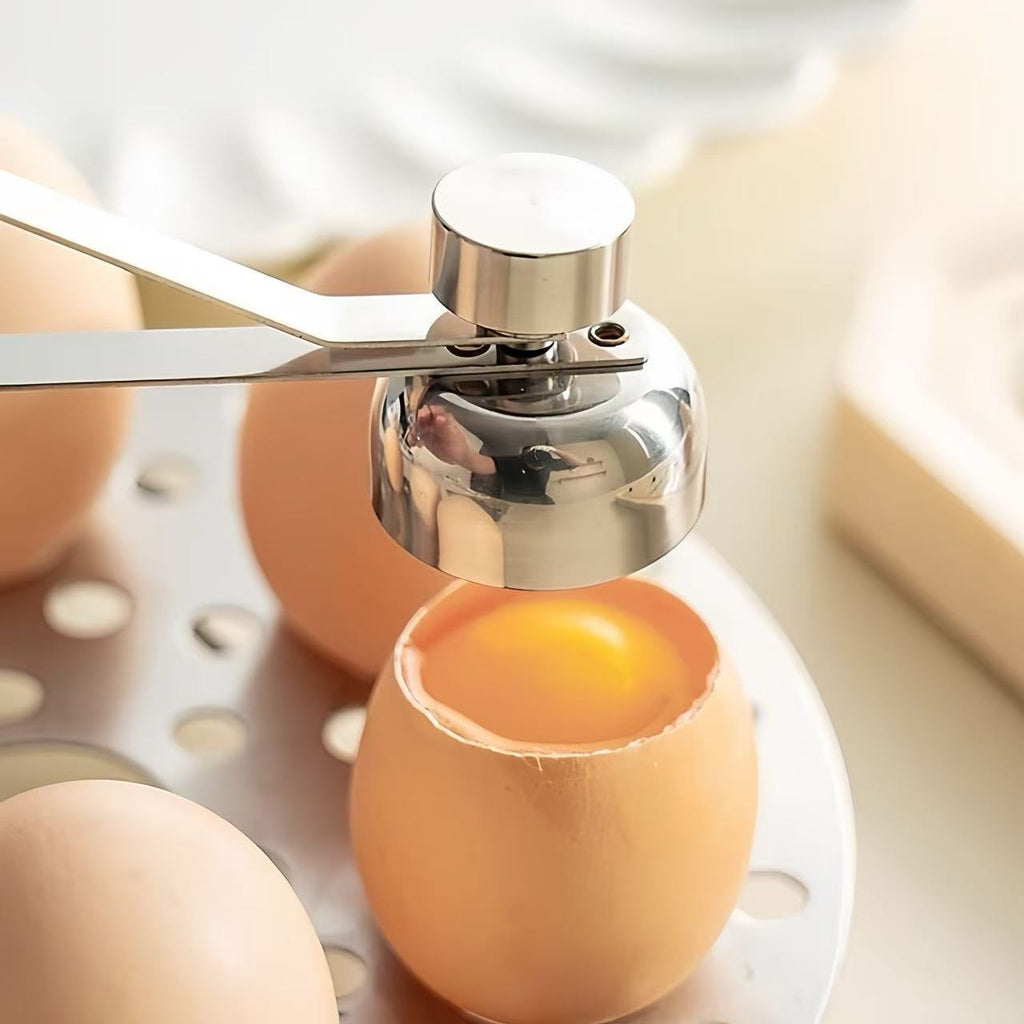 2Pcs 304 Stainless Steel Egg Cracker Small+Large Set Effortless Egg Cracking Preserves Shape Without Shell Fragmentation