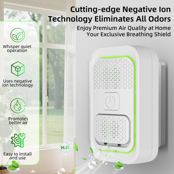 Plug-in negative ion air purifier – no consumables required, ultra-quiet, effectively removes pet odours, second-hand smoke, formaldehyde, pollen and allergens