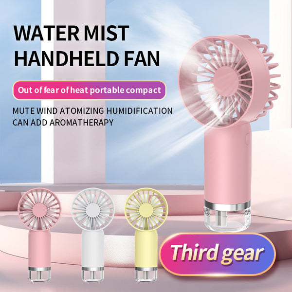2025 New Humidifying Water Replenishing Handheld Spray Fan Fast Charging Convenient Desktop USB Charging Mini Handheld Fan