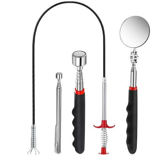 4Pcs Magnetic Pickup Tool Telescoping Magnet Pick Stick with LED Light Spring Pipe Dredging Tool