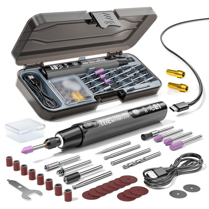 Electric Grinding Pen Set - Mini Handheld Engraving & Polishing Tool with 35 Accessories - LED Digital Display - Six-Speed Adjustment - 16000 RPM - Type-C Charging - Household DIY Grinding & Engraving Pen