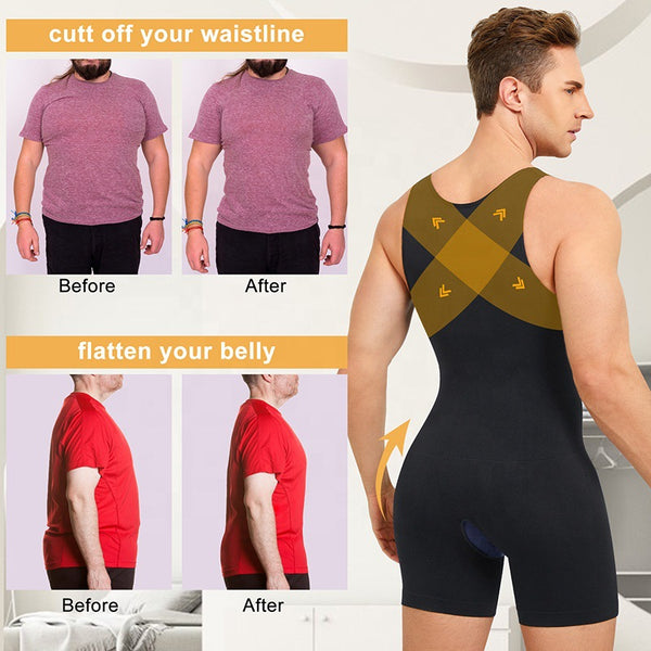 Mens Full Body Shaper Underwear Slimming Abdomen Compression Bodysuits Tummy Control Flat Stomach Shapewear Male Waist Shapers