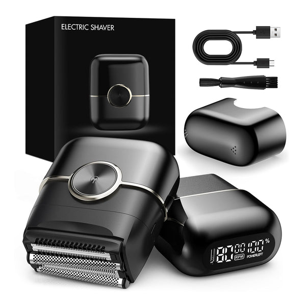 Men's Electric 4-Blade Reciprocating Magnetic Floating Mesh Razor LCD Display Waterproof Wet/Dry Beard Trimmer Portable Mini