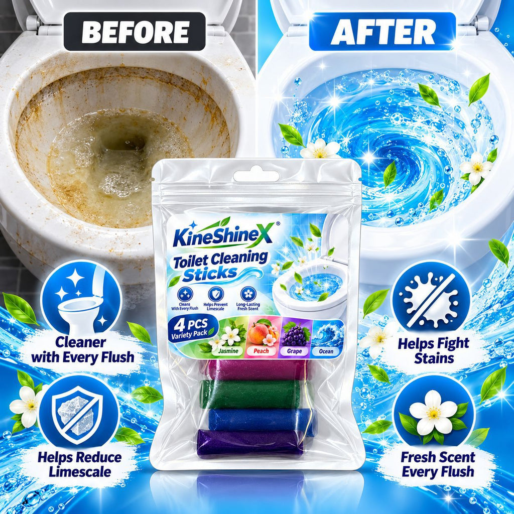12Pcs 3 Bags Toilet Cleaning Sticks (4-Pack Variety) | Automatic Toilet Bowl Cleaner & Limescale Remover | 4 Fresh Scents (Jasmine, Peach, Grape, Ocean)