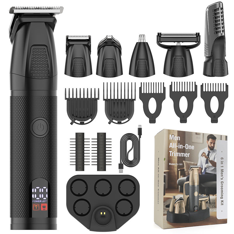 6-in-1 Multi-Function Shaving and Trimming Set: Haircutting / Shaving / Nose Hair Trimming / Inguinal Hair Removal/Body Hair Removal / U-Shaped Trimming / Battery Level Indicator