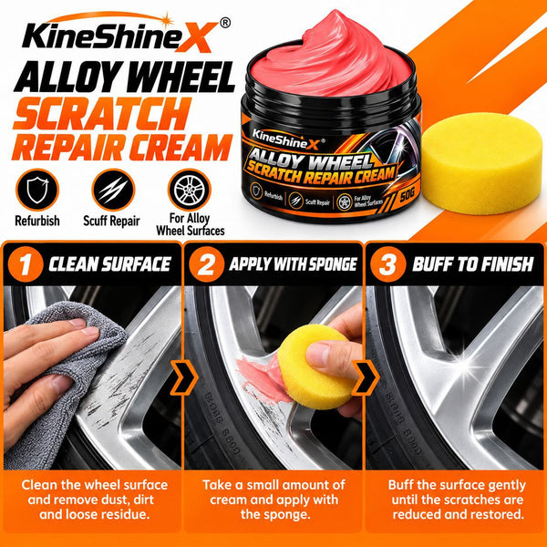 3Pcs Alloy Wheel Scratch Repair Cream 50g/pc - Instant Rim Scuff Remover & Polish Paste with Sponge | Restore Shine & Cover Light Scratches