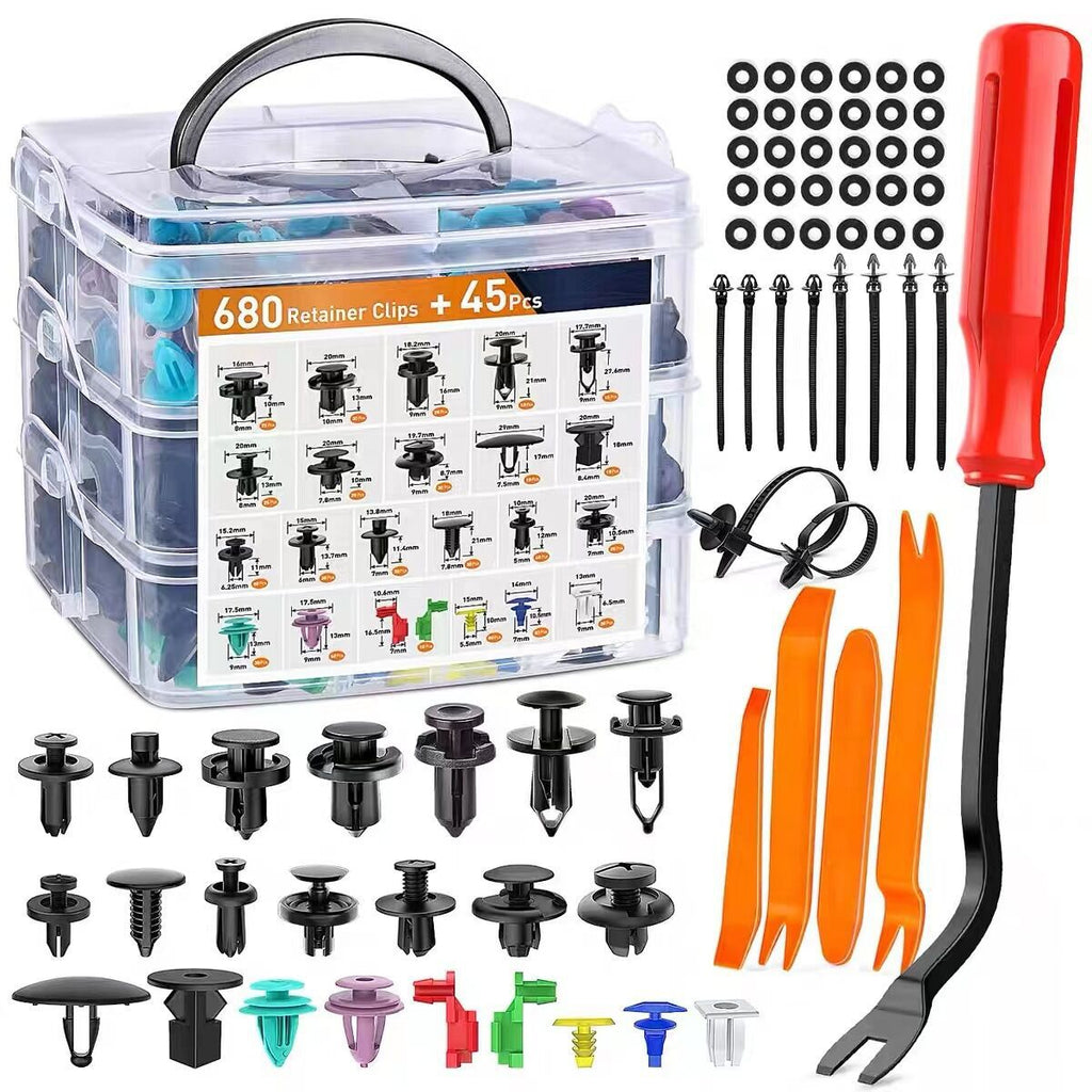 725Pcs Automotive Clip Set | Vehicle Repair Kit - Push-Fit Expansion Clips, Plastic Clips, Fasteners | Suitable for Most Vehicle Models - Multi-Size Universal Repair Accessories