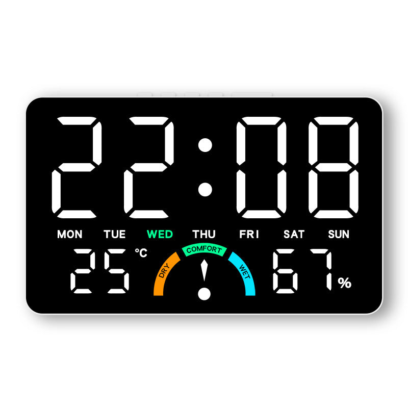 Digital Alarm Clock TEMP Humidity Week Comfort Level Dual Alarm Snooze Table Clock 12/24H Timer Auto Dimmable LED Wall Clock