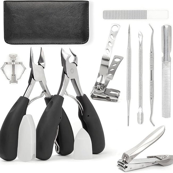 10Pcs Set Professional Heavy-Duty Toenail Clipper Set for Ingrown & Thick Toenails Toenail Clippers Nail Cutters Professional Pedicure Paronychia Tools Manicure Sets Stainless Steel
