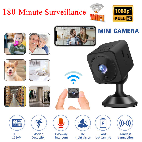 1080P Mini Hidden Camera WiFi Wireless Night Vision CCTV Camera Live Transmission App Camera Bulit-in 180 mins Battery Two-Way Audio