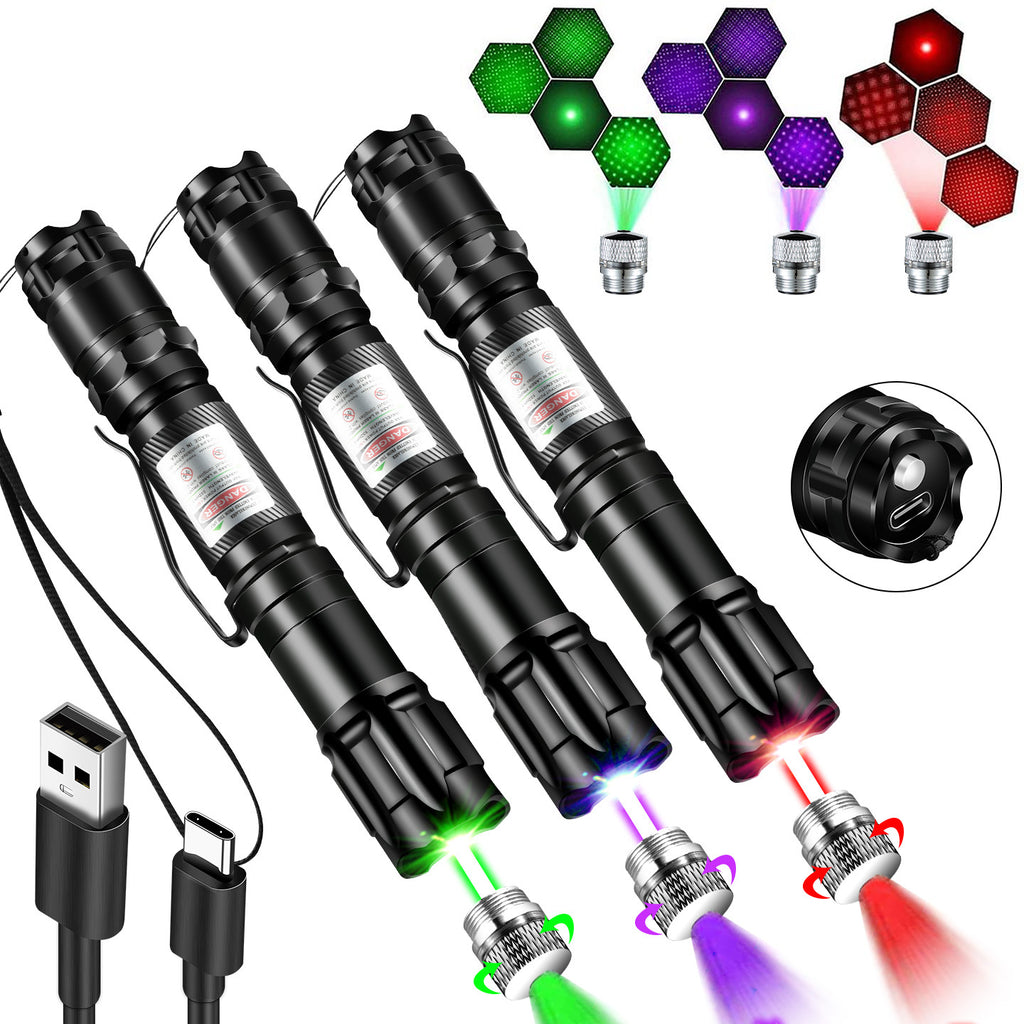 5-in-1 Rotatable “Starry Sky” Laser Pointer | High-Intensity Red / Green Light, 3,000-Meter Long-Range, High-Power Laser Pointer | Aluminum Alloy Outdoor Educational and Cat-Entertaining Pointer