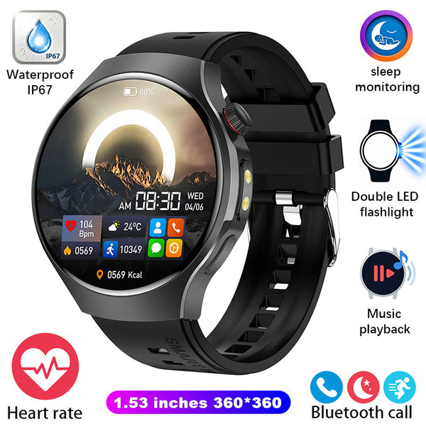 High-End Health Monitoring Smartwatch | 1.53-inch HD Rotating Crown | Dual-LED Flashlight | IP67 Water Resistance | Bluetooth Calling and Over 150 Sports Modes