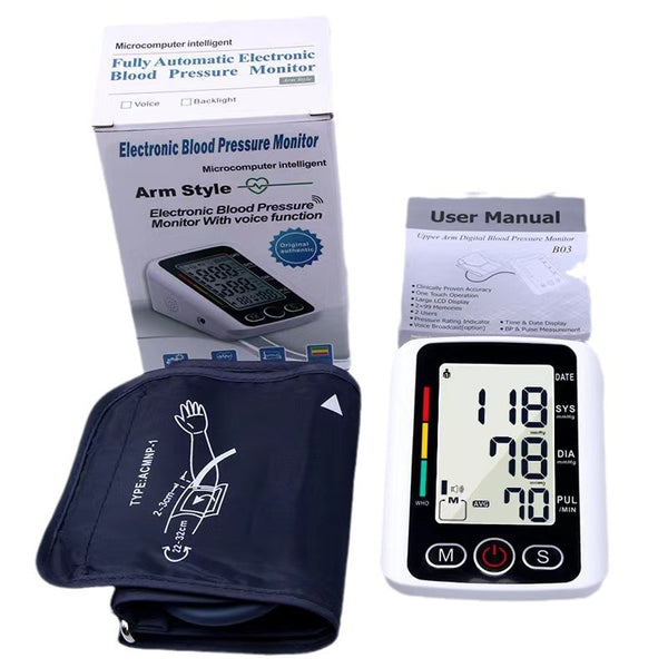 Rechargeable Large Screen Talking Blood Pressure Monitor | Fully Automatic Arm Monitor with Voice & Backlight