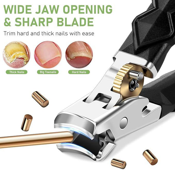 Professional Stainless Steel Nail Clippers Nail Trimming Tool 180° Wide-Mouth Bite Anti-Splatter Wear-Resistant Rust-Proof
