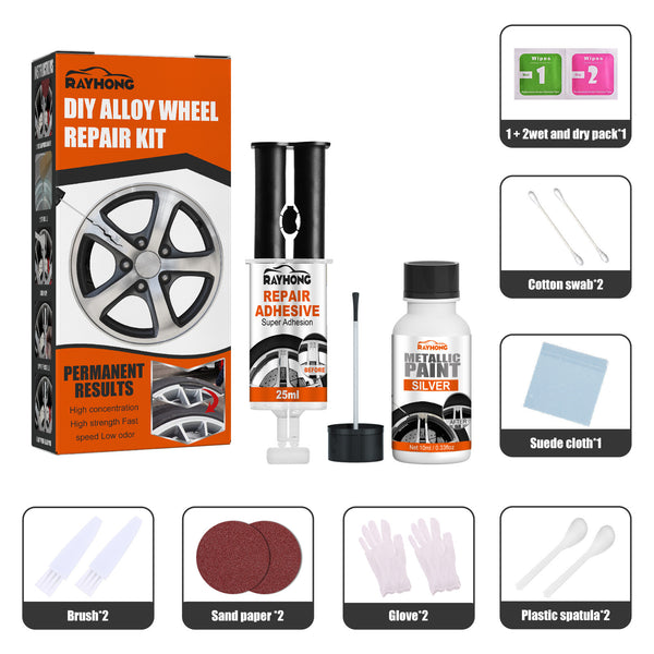 Tire Care Alloy Silver Car Surface Damages Rim Care Wheel Repair Refurbished Kits Tool Dent Scratch Adhesive Auto Tyre Tread