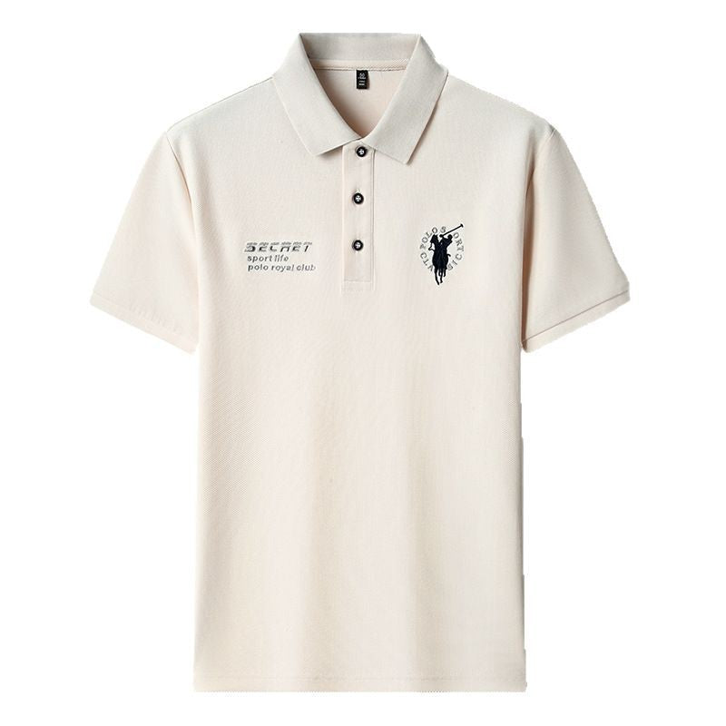 Men's Business Casual Embroidery Polo Shirt 100% Long Staple Cotton Soft & Breathable Short Sleeve Tee