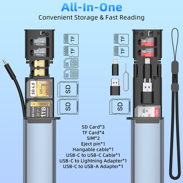 13 in 1 USB Type C OTG Adapter SD/TF Card Reader Multi Function Data Wire Rod SIM KIT TF Card Memory Reader Storage Case Holder