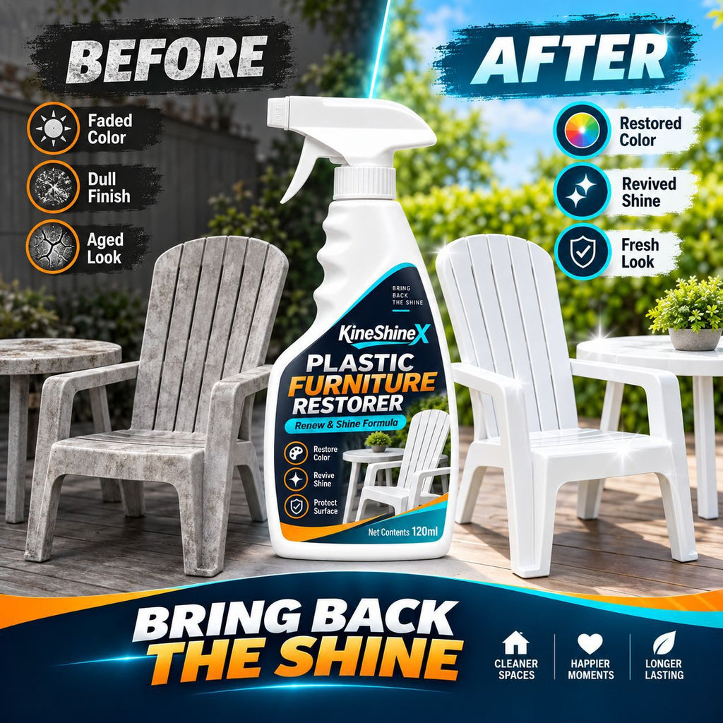 3Pcs Plastic Furniture Restorer Spray 120ml/pc – Renew, Shine & Protect Faded Plastic Chairs, Tables & Cabinets