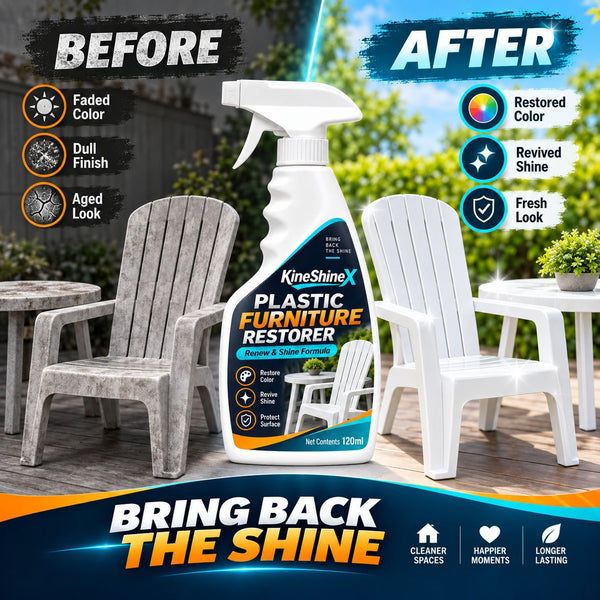 3Pcs Plastic Furniture Restorer Spray 120ml/pc – Renew, Shine & Protect Faded Plastic Chairs, Tables & Cabinets