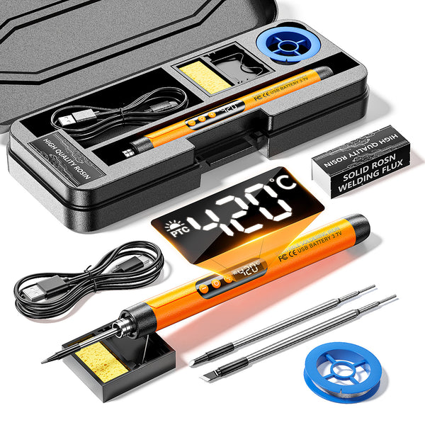 Wireless Electric Soldering Iron with 3 Heads Adjustable Temperature 300-450 ℃ LED display USB Fast Charging Soldering Iron Set Repair Welding Tool