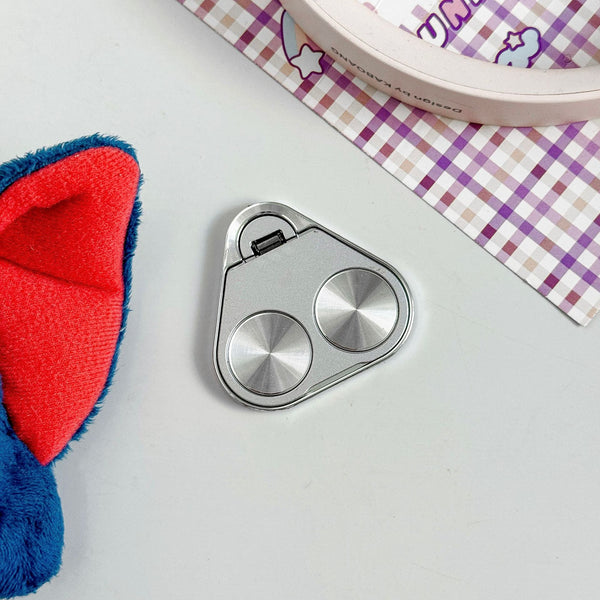 Dual-Ring Alloy Triangle Phone Stand 360° Rotating Landscape/Portrait Screen Holder