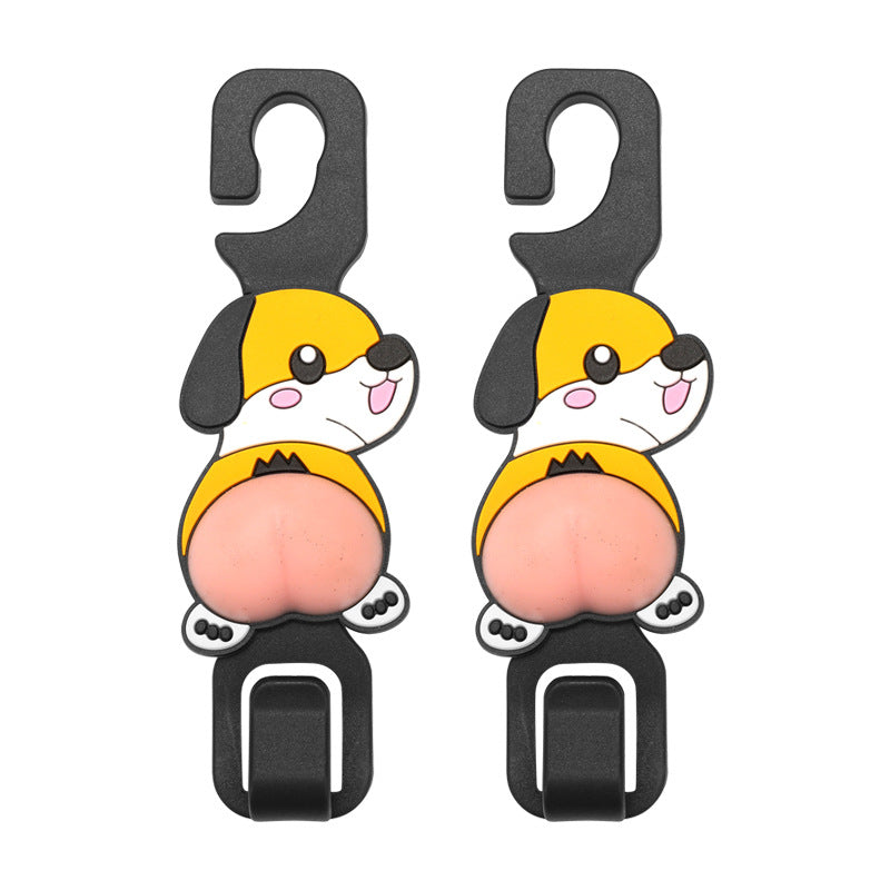 2Pcs Car Seat Back Hook Creative Cartoon Big Bottom Hook for Vehicles Super Strong Load Capacity 20KG Hidden Storage Hook with No Installation Required In-Car Storage Solution