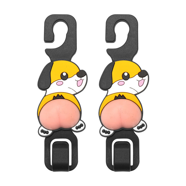2Pcs Car Seat Back Hook Creative Cartoon Big Bottom Hook for Vehicles Super Strong Load Capacity 20KG Hidden Storage Hook with No Installation Required In-Car Storage Solution