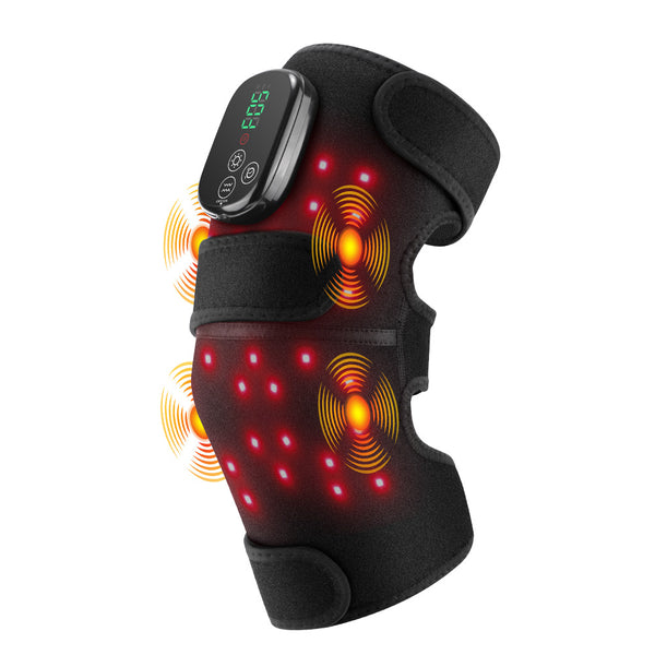 360° wrap with 42 medical-grade red light beads for knee pad treatment, 4 high-frequency vibration motors deep treatment, LED light vibration knee pad, rechargeable heating shoulder pad and elbow pad - red light knee brace