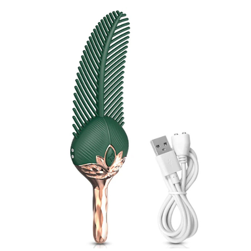 Female Peacock Feather Rhythm Wand - An immersive pleasure massager featuring feather-soft tactility and multi-frequency deep vibrations