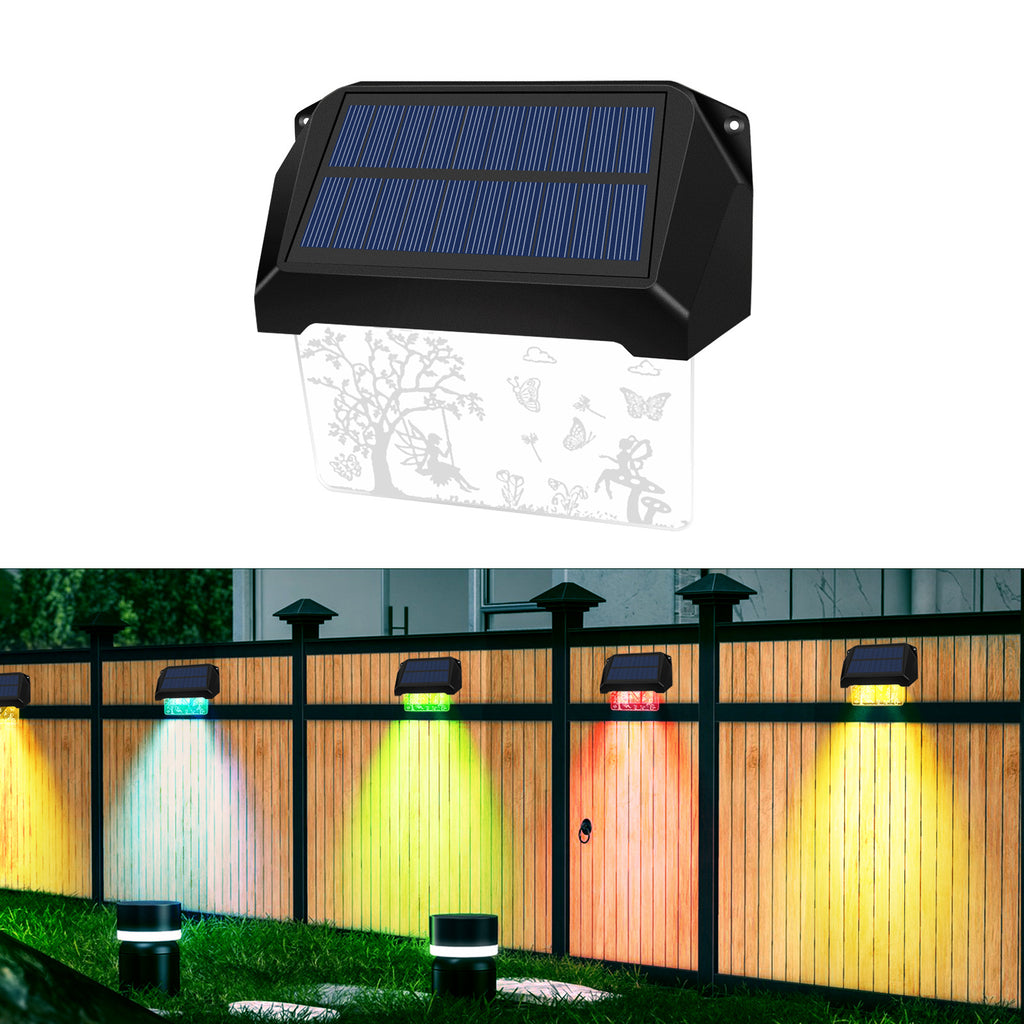 New Solar-Powered Garden Laser-Engraved Wall Lamp Outdoor Waterproof Laser-Engraved Fairy Design Fence Light