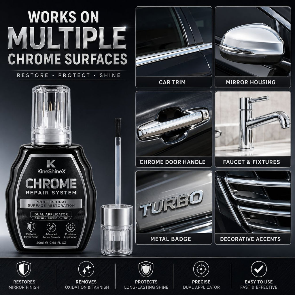 3Pcs Chrome-Plated Metal Surface Repair Solution and Dual-Tip Application Pen 20 ml/pc
