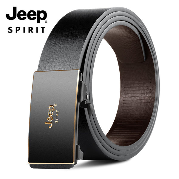 JEEP SPIRIT Men's Cowhide Leather Automatic Buckle Belt 125cm Length
