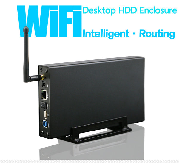 Portable Wifi 3.5'' HDD SSD Enclosure Portable USB3.0 Rj45 Ethernet NAS Streaming Server Storage for Case