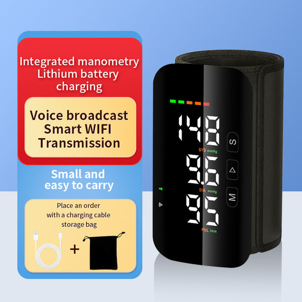 Medical-grade, High-precision Touchscreen Smart All-in-one Upper-Arm Electronic Blood Pressure Monitor | Large Screen + Voice Prompts + One-touch Screen Rotation + WiFi transmission