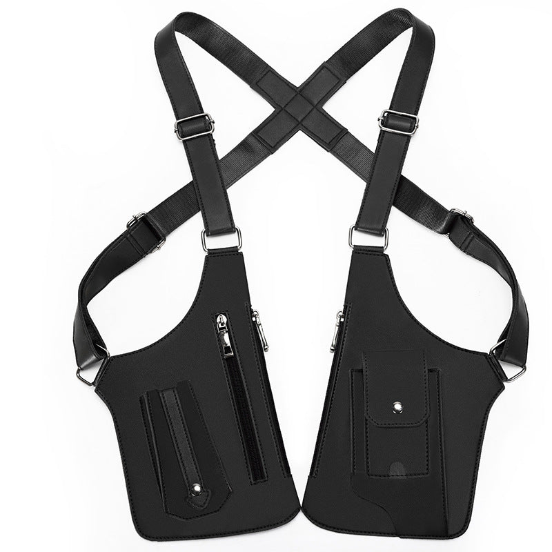 Retro Underarm Double Shoulder Bag Outdoor Bicycle Motorcycle Riding Bag Hidden Anti-theft Wallet