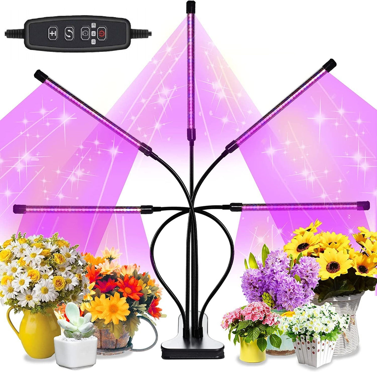 USB Plants Grow Lamp 2/3/4 Heads Full Spectrum Led Grow Light With Tim ...