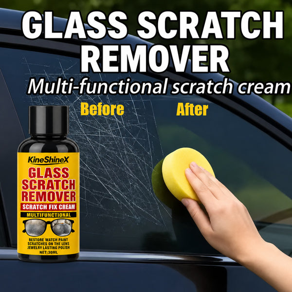 3Pcs All-in-One Glass Scratch Remover | Powerfully Repairs Windshields, Car Windows, Eyeglasses, and Screens | Includes a High-Density Polishing Sponge (30 ml/pc)