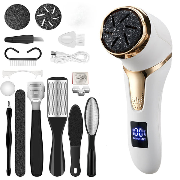 Professional Electric Foot Grinder Callus Remover Pedicure Set Machine Rechargeable Foot File Heel Dead Skin Scrubber with 3 Heads