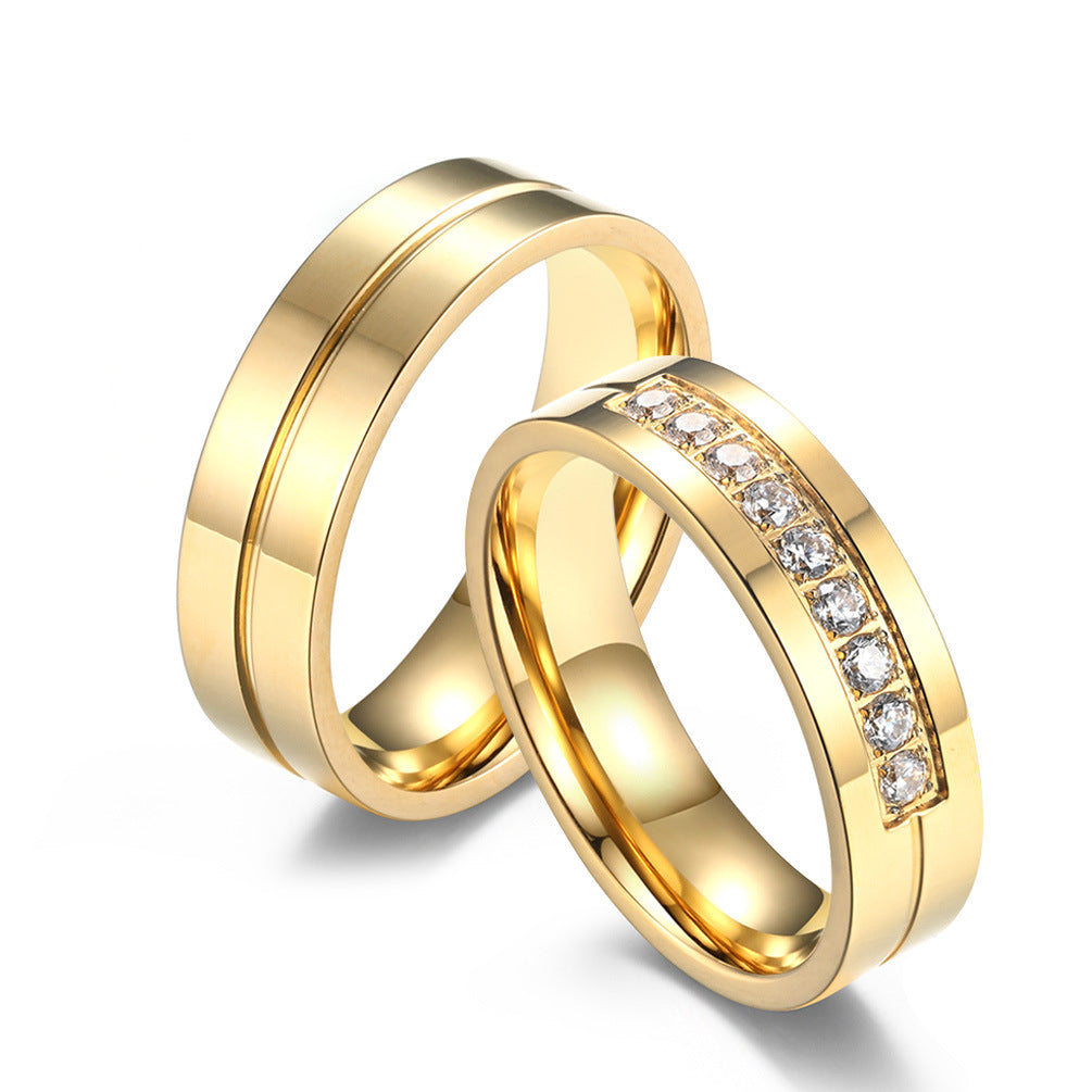 Titanium and Steel Gold Ring | AAA Diamond Pavé Ring—Fade-Resistant, Skin-Friendly, and Hypoallergenic