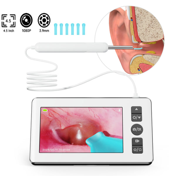 HD 1080P 3.9mm 4.5 Inch LCD Screen Ear Scope Endoscope Ear Wax Clean Otoscopy Camera Ear Endoscope Clean Mini Cameras